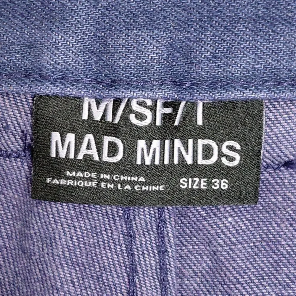M/sf/t Mad Minds Purple Pocket Embroidered Straight Leg Jeans Men Size 36